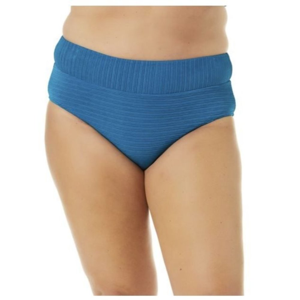 NEW‎ Time And Tru Women's Ribbed Blue Bikini Swim suit Bottom Plus sz 2X 20w-22w